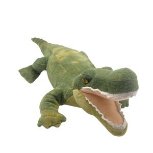 Wild Republic Plush Alligator 24" Crocodile Stuffed Animal Open Mouth Yellow Eye